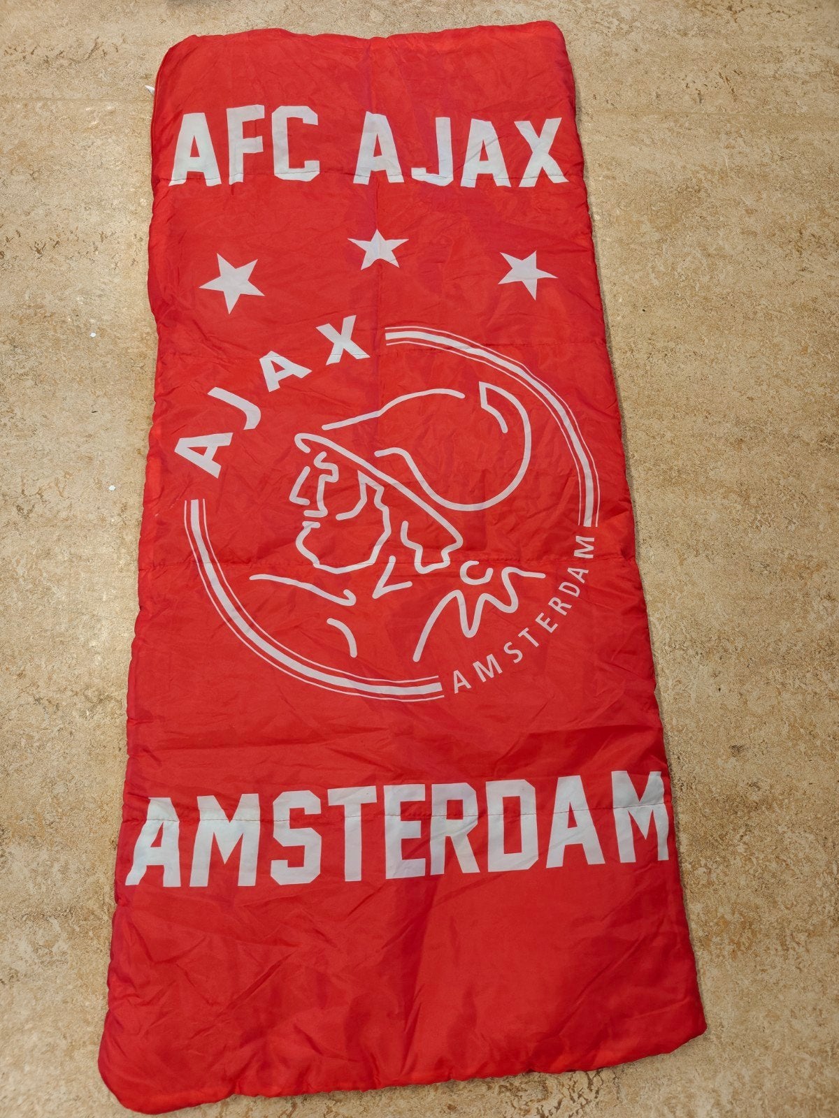 Ajax slaapzak - Rood met clublogo en Amsterdam, Maat XL, Ophalen, Gebruikt, Overige typen