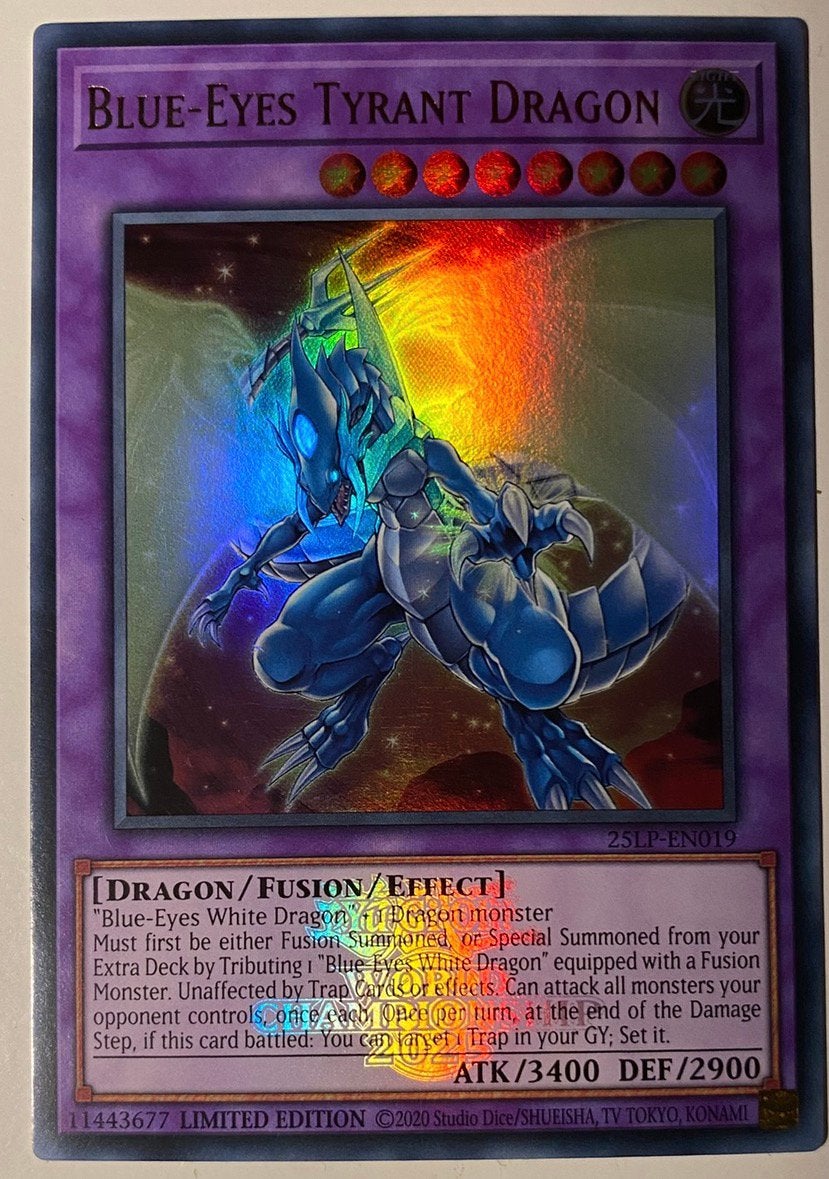 Yu-Gi-Oh! Blue-Eyes Tyrant Dragon World Championship Promo !, Ophalen of Verzenden, Zo goed als nieuw, Losse kaart, Foil