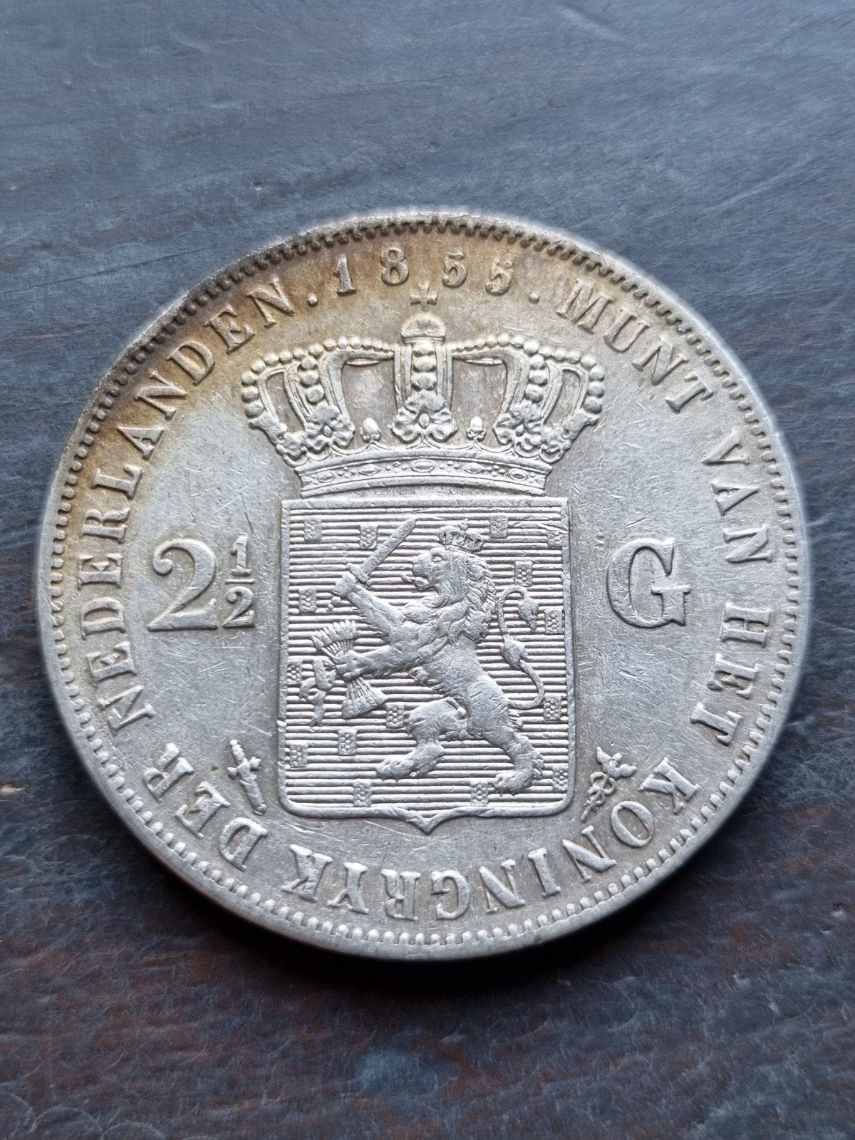 Rijksdaalder 1855 Willem 3, Ophalen of Verzenden, Koning Willem III, 2½ gulden, Zilver
