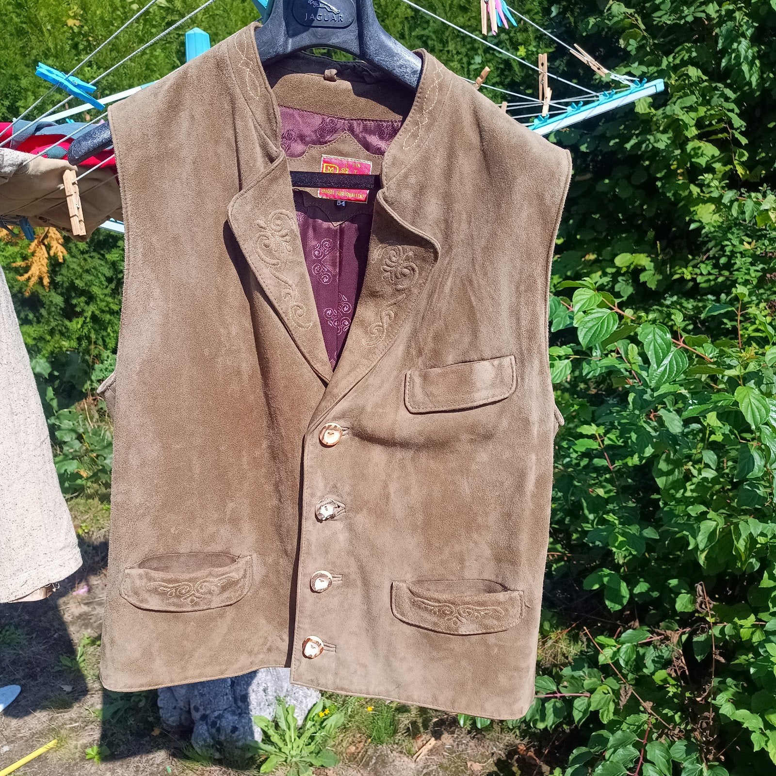 Gilet 54 leren vest zgan Beckert Modell Oktoberfest, Maat 52/54 (L), Bruin, Zo goed als nieuw, Beckert Modell