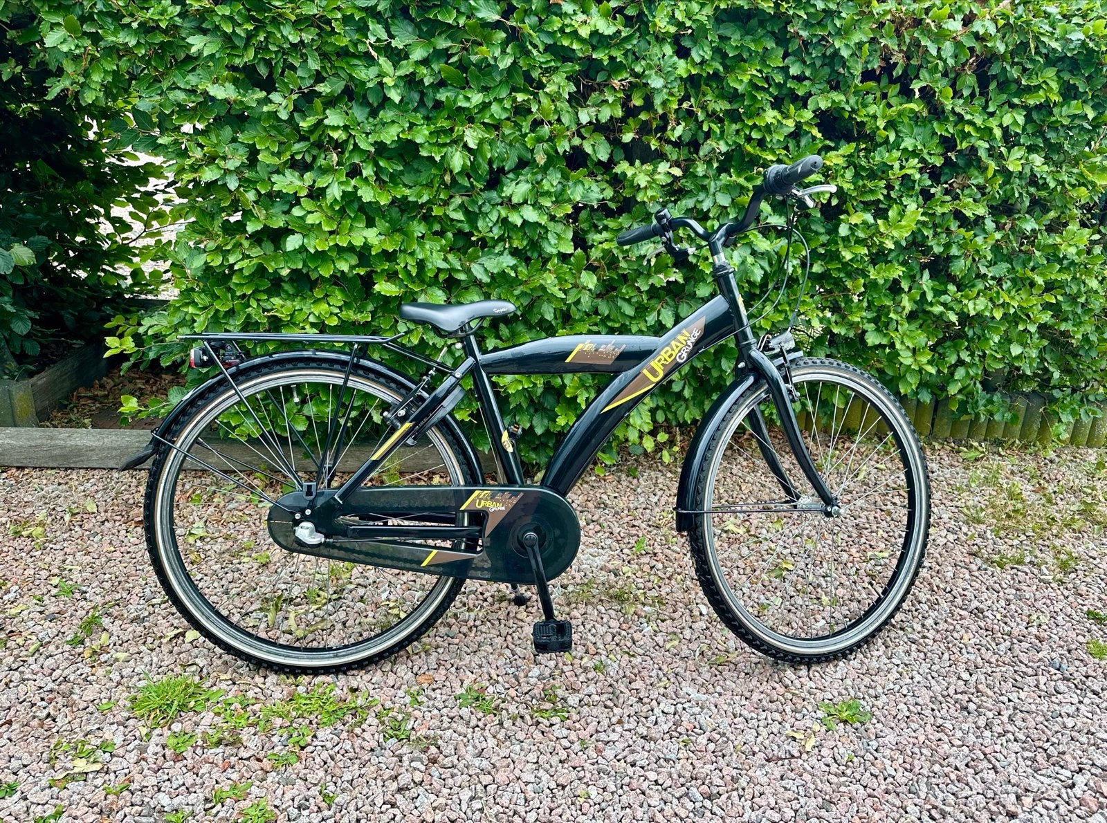 24 inch Urban Grunge kinderfiets - Zwart met gele accenten, Fietsen en Brommers, Fietsen | Jongens, Ophalen, Terugtraprem, 24 inch