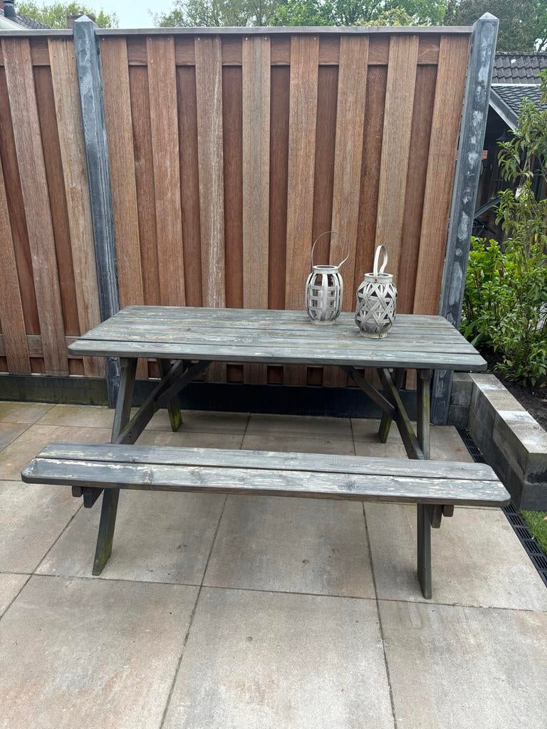 Houten picknicktafel - Gebruikt, Tuin en Terras, Ophalen, Gebruikt, Rechthoekig, Hout