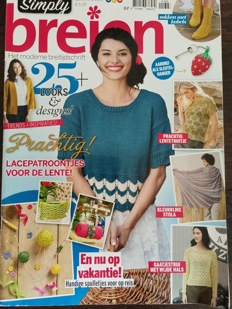 Simply breien april mei 2016 25+ patronen, Breien en Haken, Simply breien, Ophalen of Verzenden, Zo goed als nieuw