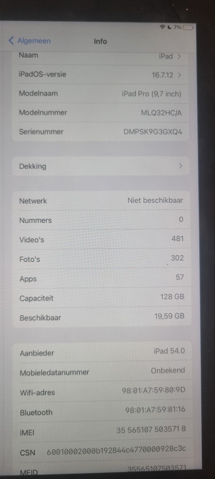 Apple iPad Pro (9,7 inch) 128GB Wi-Fi, Computers en Software, Apple iPads, 9 inch, Gebruikt, Ophalen of Verzenden, Apple iPad Pro