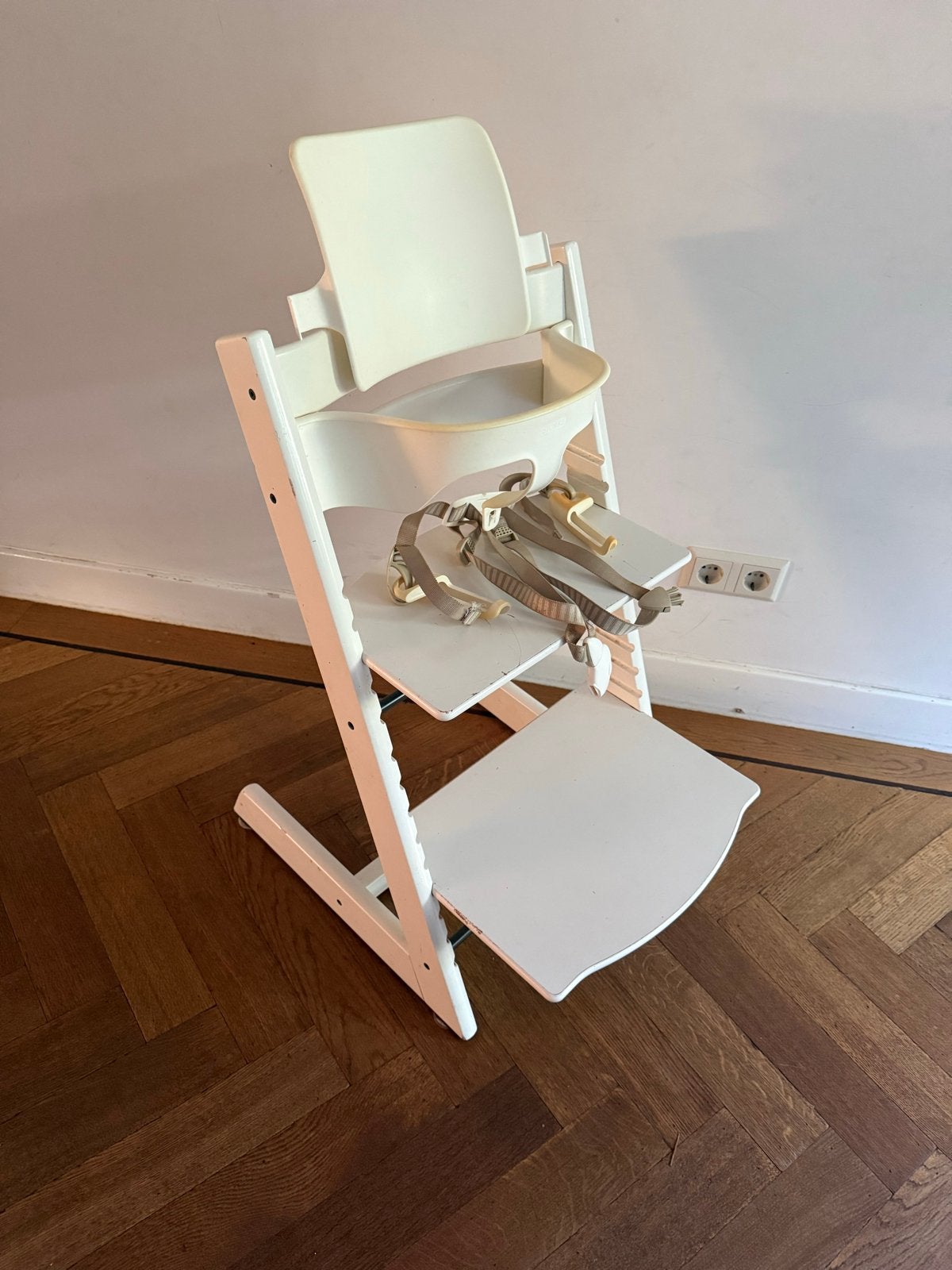 Stokke TrippTrapp kinderstoel + zitverkleiner, Ophalen of Verzenden, Gebruikt, Meegroeistoel, Aanschuifbaar