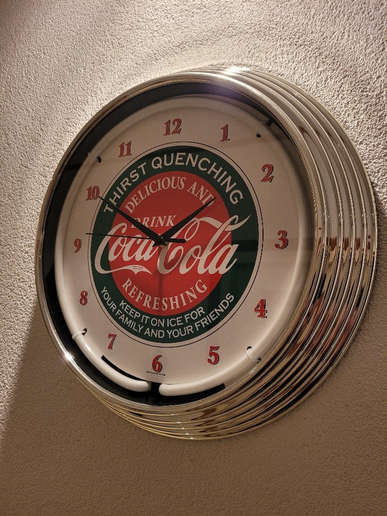 Coca Cola klokken neonverlichting neon lamp Route 66 fifties, Ophalen, Zo goed als nieuw, Lichtbak of (neon) lamp