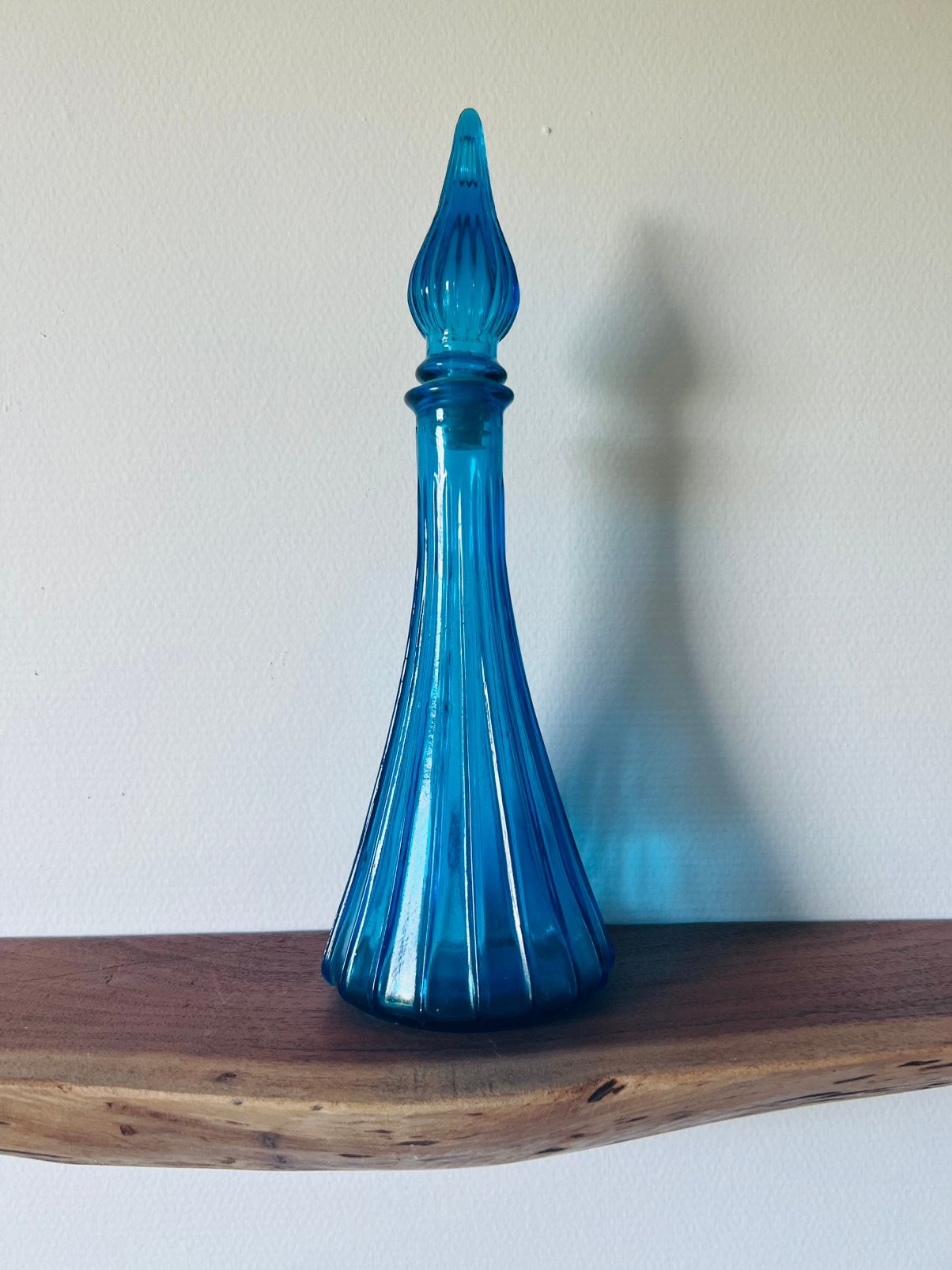 Turquoise karafje van Empoli Italy, Antiek en Kunst, Antiek | Glas en Kristal, Ophalen of Verzenden