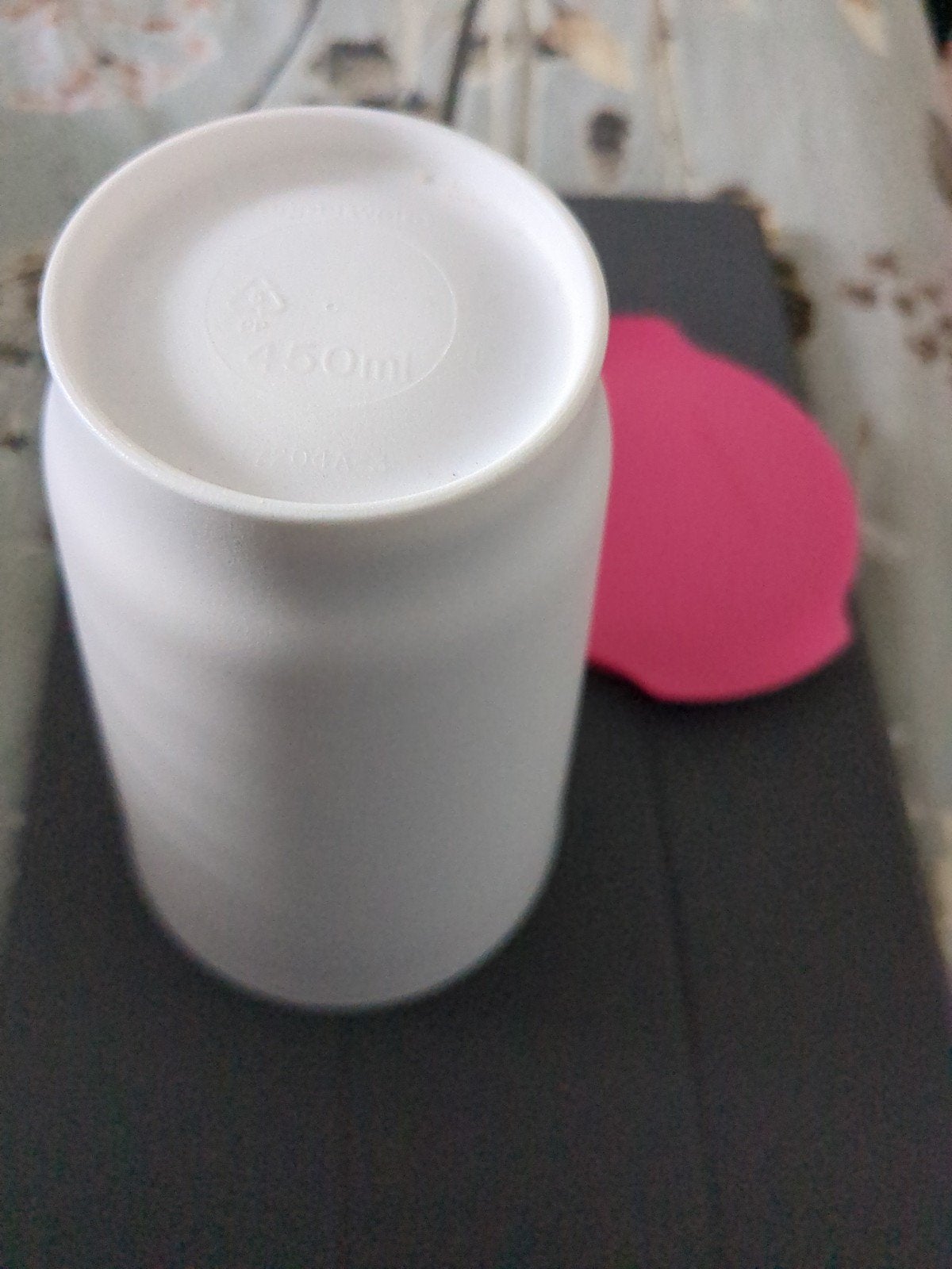Tupperware beker met deksel - Wit/Roze (450ml), Kunststof, Ophalen of Verzenden, Wit, Overige merken