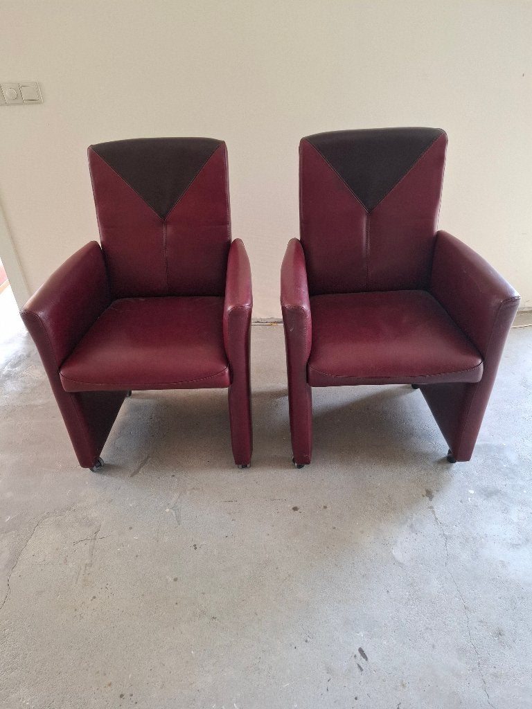 Leren stoelen 2 stuks, Huis en Inrichting, Stoelen, Ophalen, Gebruikt, Twee, Bruin