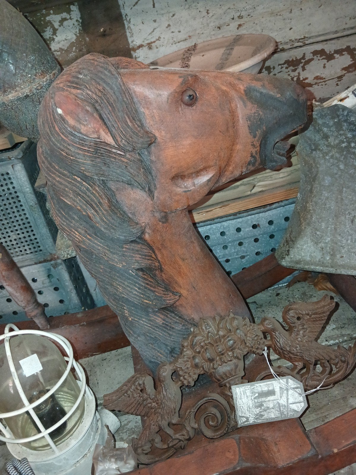 Antiek houten hobbelpaard met paardenhoofd paard speelgoed, Ophalen