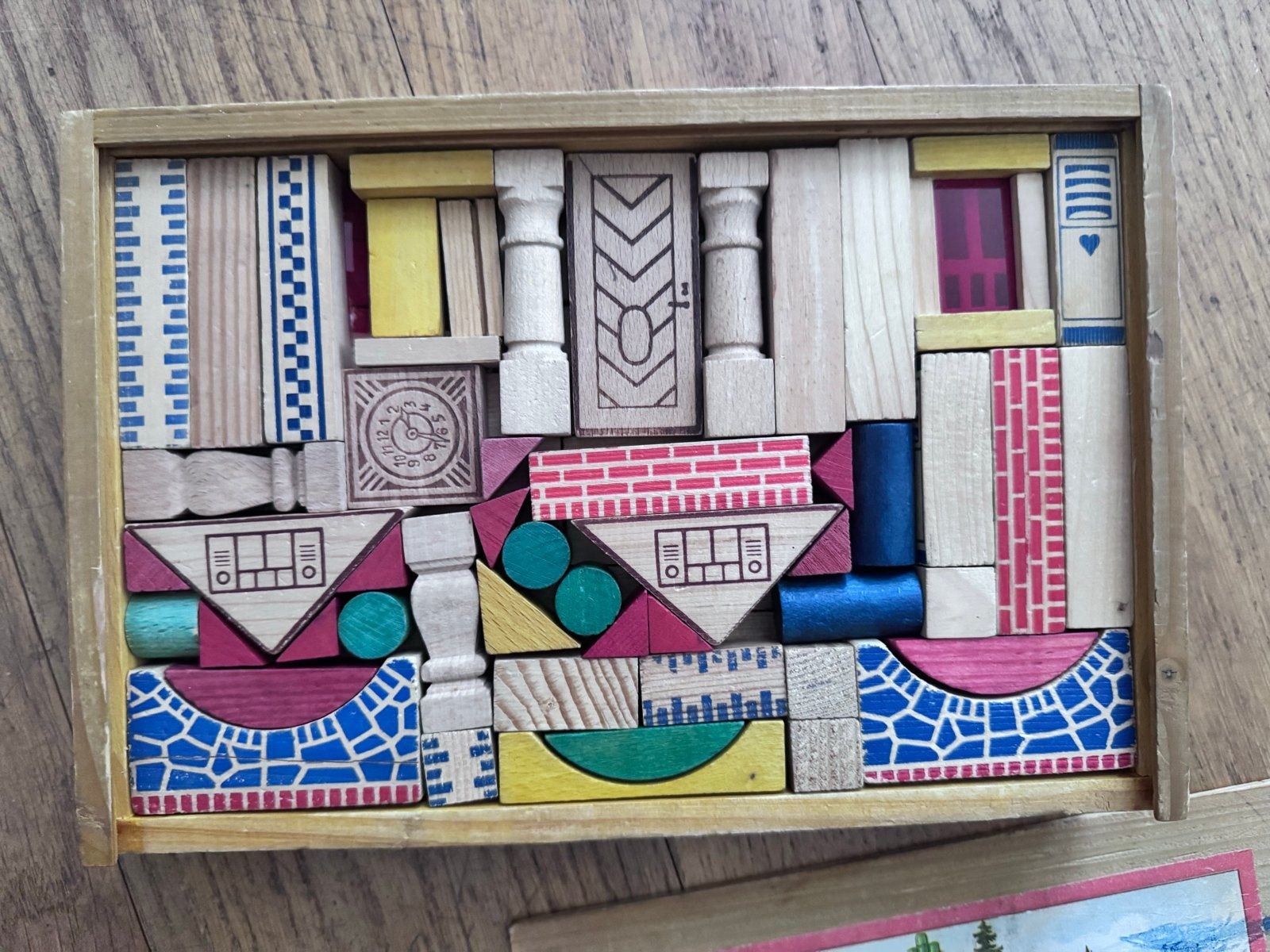Vintage houten bouwdoos jaren '60, Ophalen of Verzenden, Gebruikt, Overige typen