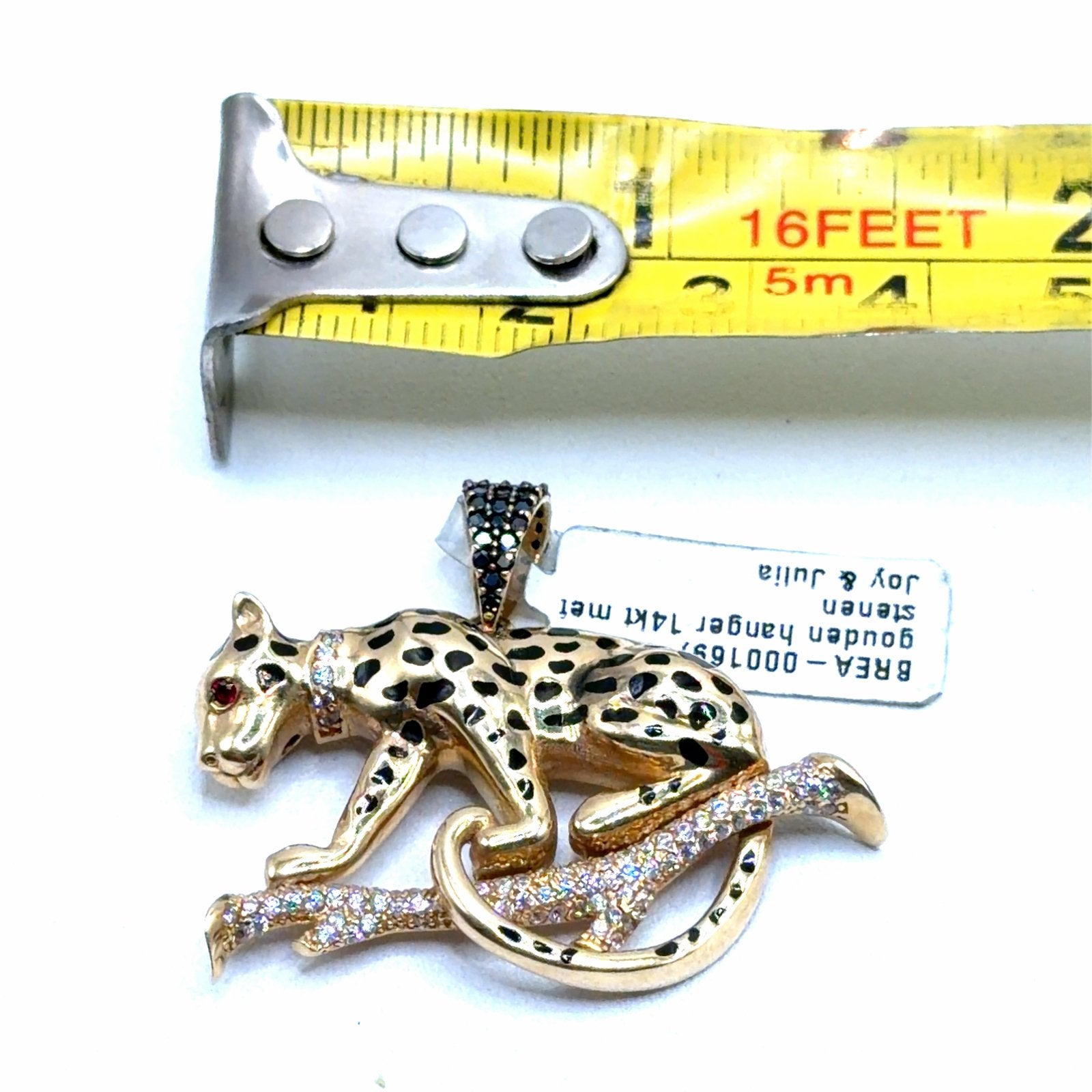 Gouden Panter Hanger 14K met Stenen, W, Nieuw, Ophalen of Verzenden, W