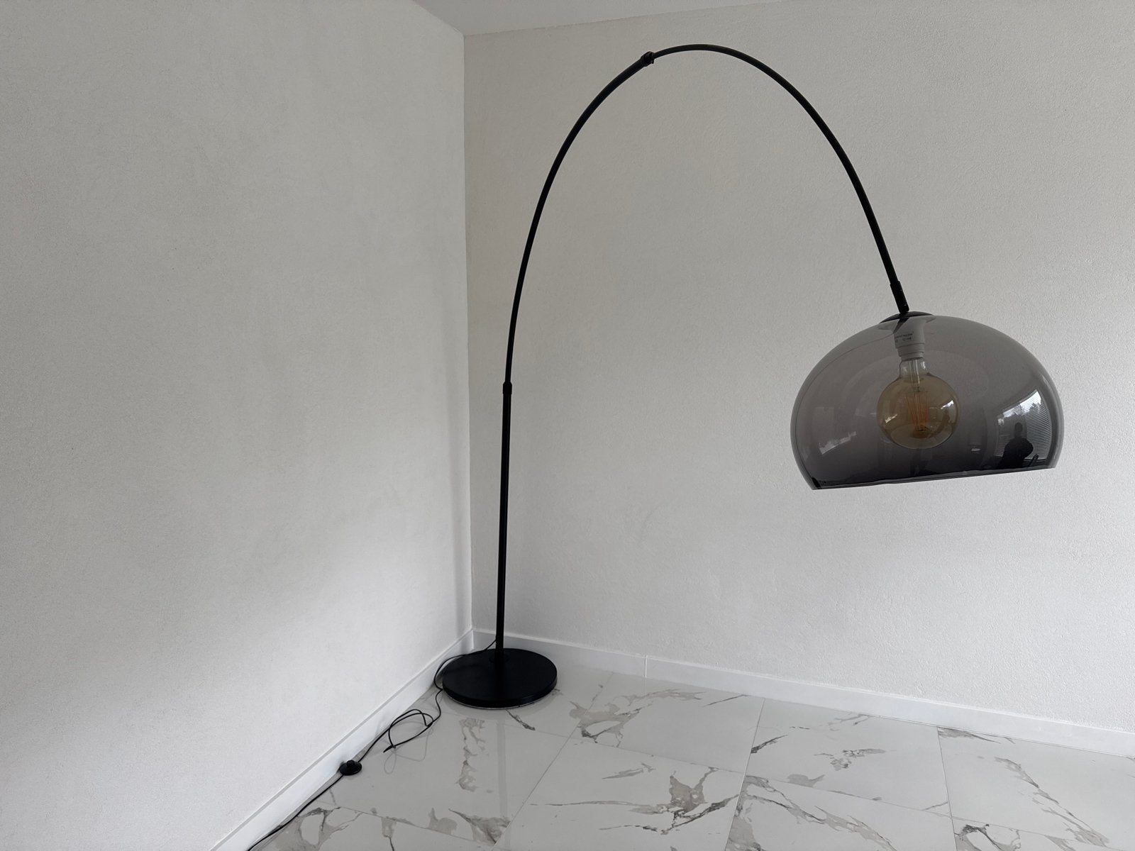Moderne booglamp met kap incl fitting, Huis en Inrichting, Ophalen, E27 (groot), 150 tot 200 cm, Glas