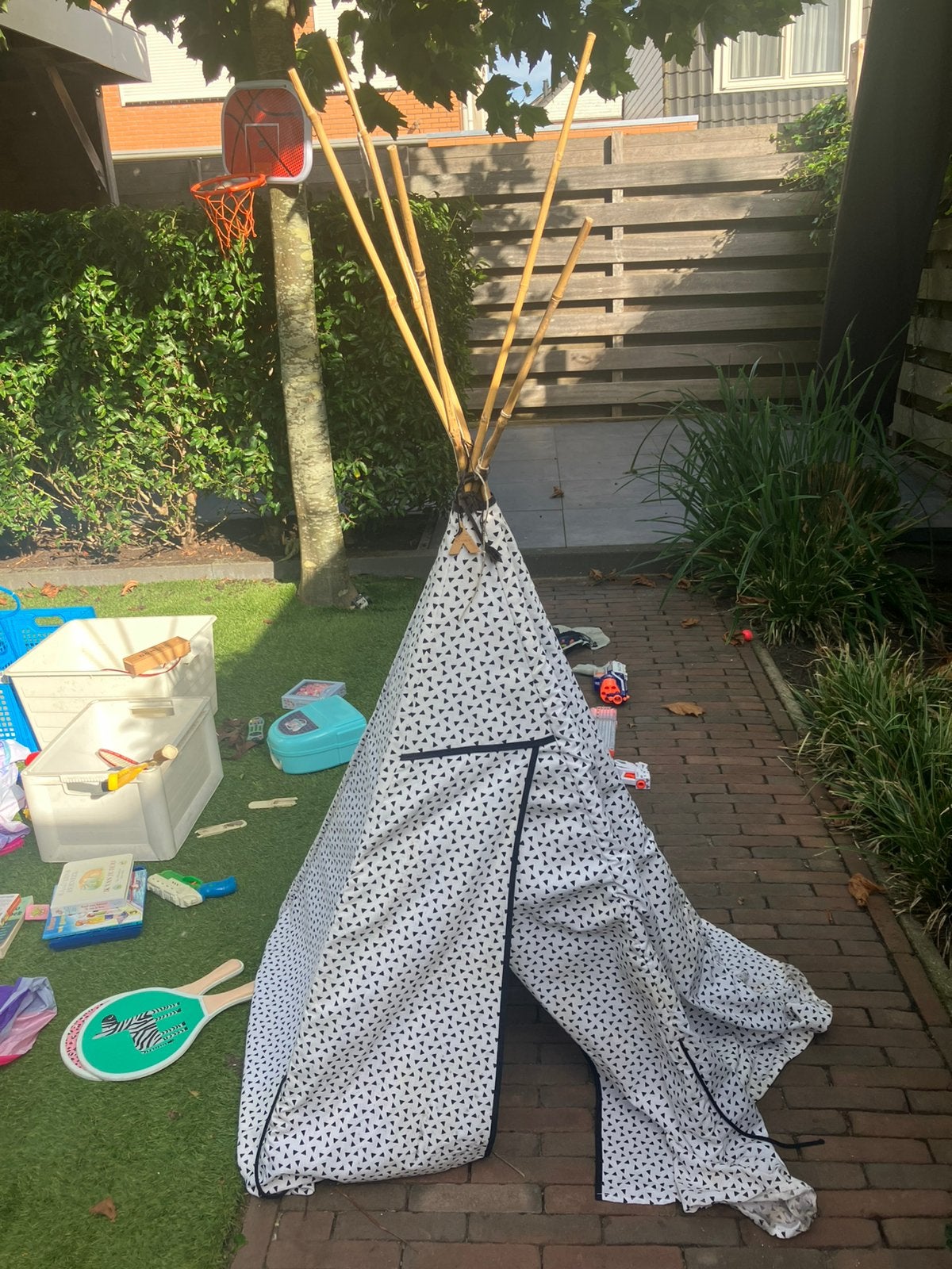 Leuke tipi tent wit zwart stippels, Ophalen of Verzenden, Gebruikt