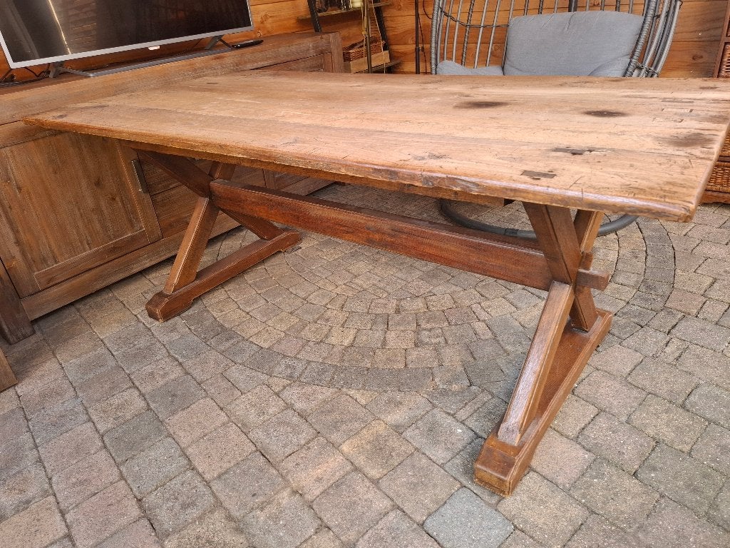 Mooie houten tafel, Ophalen, Gebruikt, Vijf personen of meer, 150 tot 200 cm