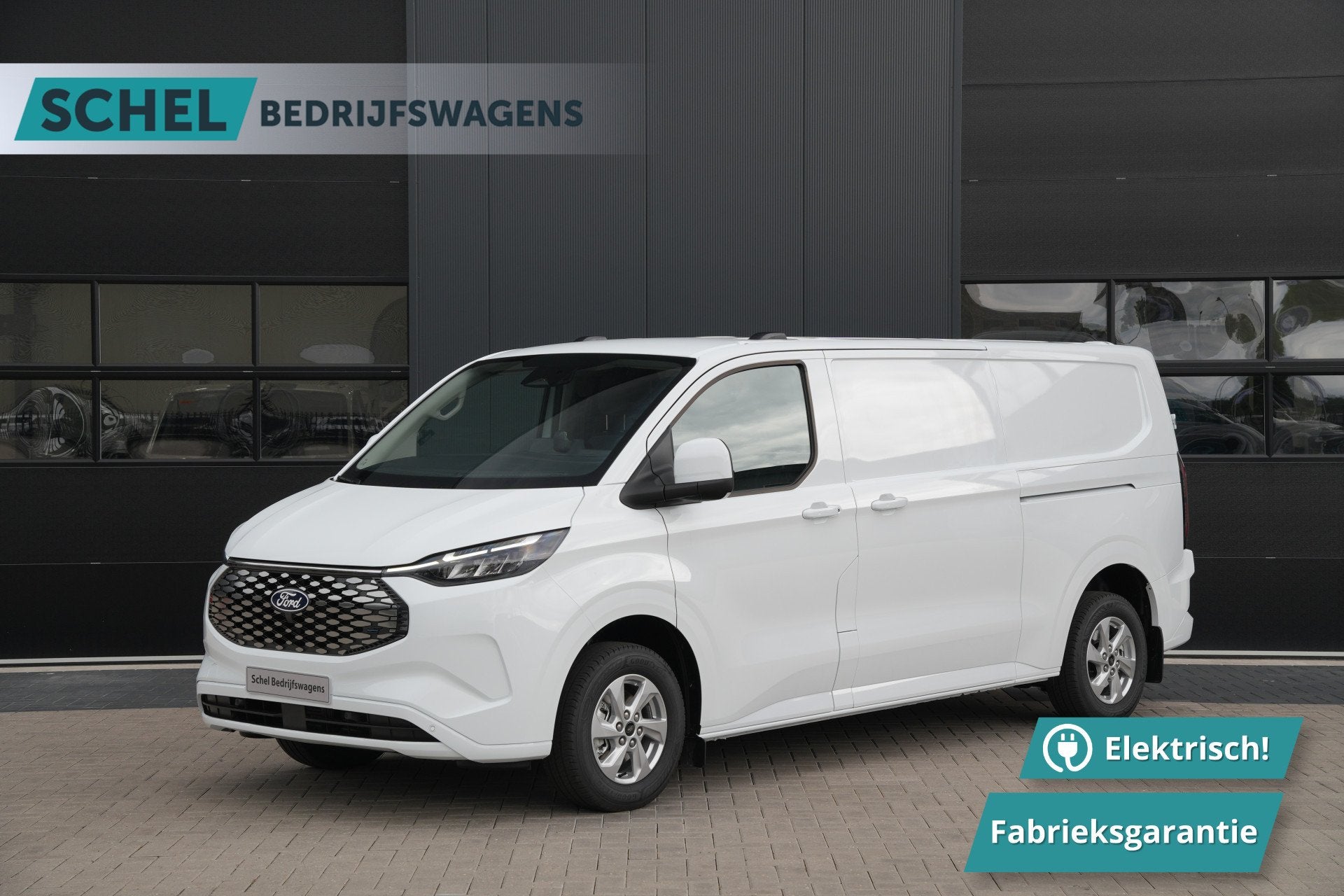 Ford E-Transit Custom 320 L2H1 Limited 71 kWh 218pk - 2x Sch, Automaat, Zwart, 71 kWh, 370 km
