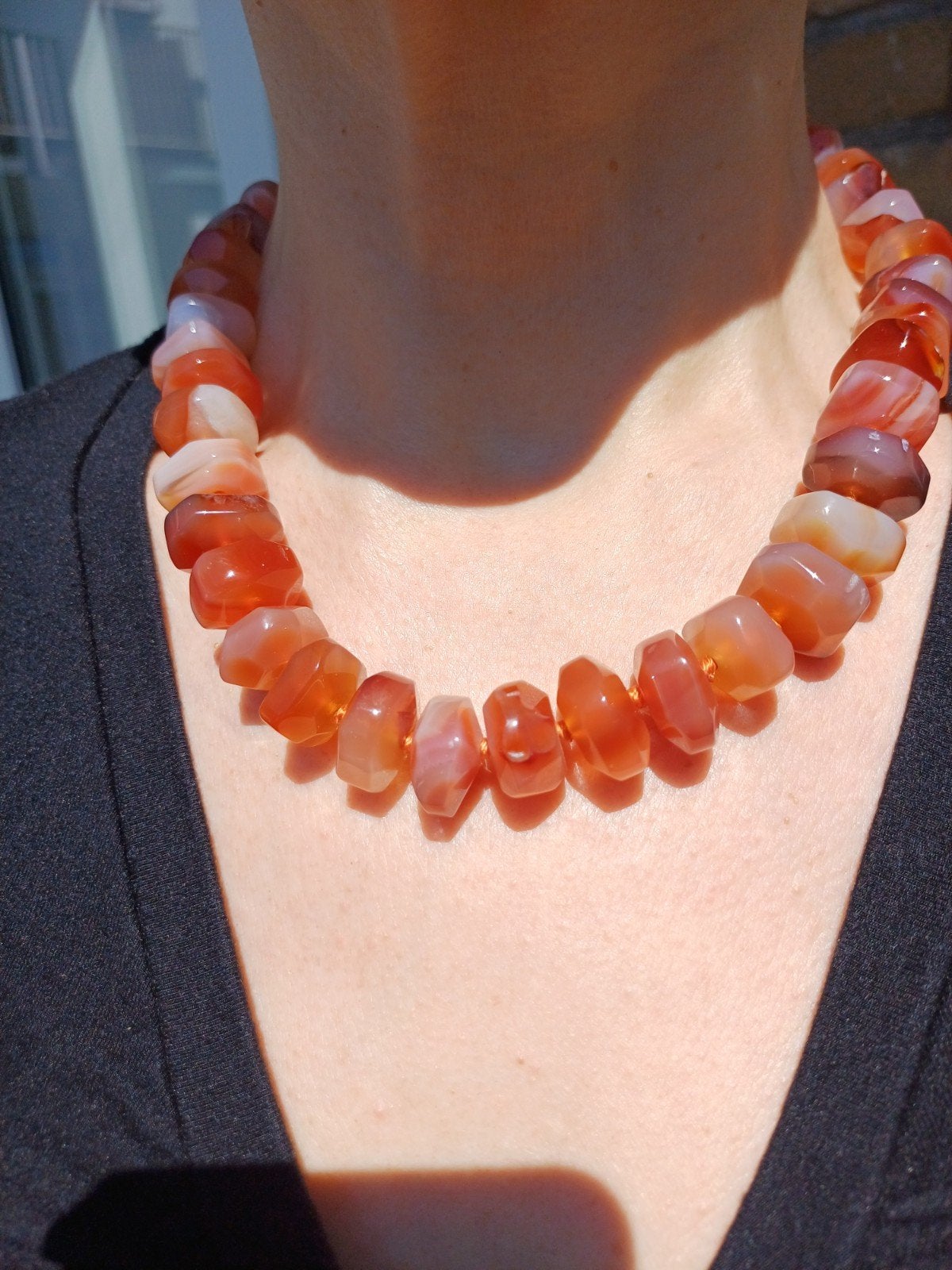 Vanoli ketting / collier van geslepen carneool, Sieraden, Tassen en Uiterlijk, Kettingen, Daiva1973@hotmail.com, Vanoli, Amsterdam