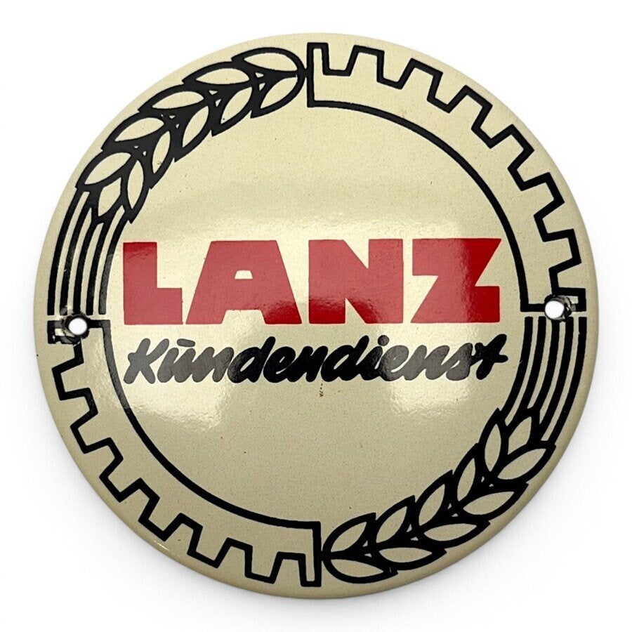Geëmailleerd rond bordje: Lanz Kündendienst, Verzamelen, Merken en Reclamevoorwerpen, Ophalen of Verzenden, Gebruikt, Reclamebord
