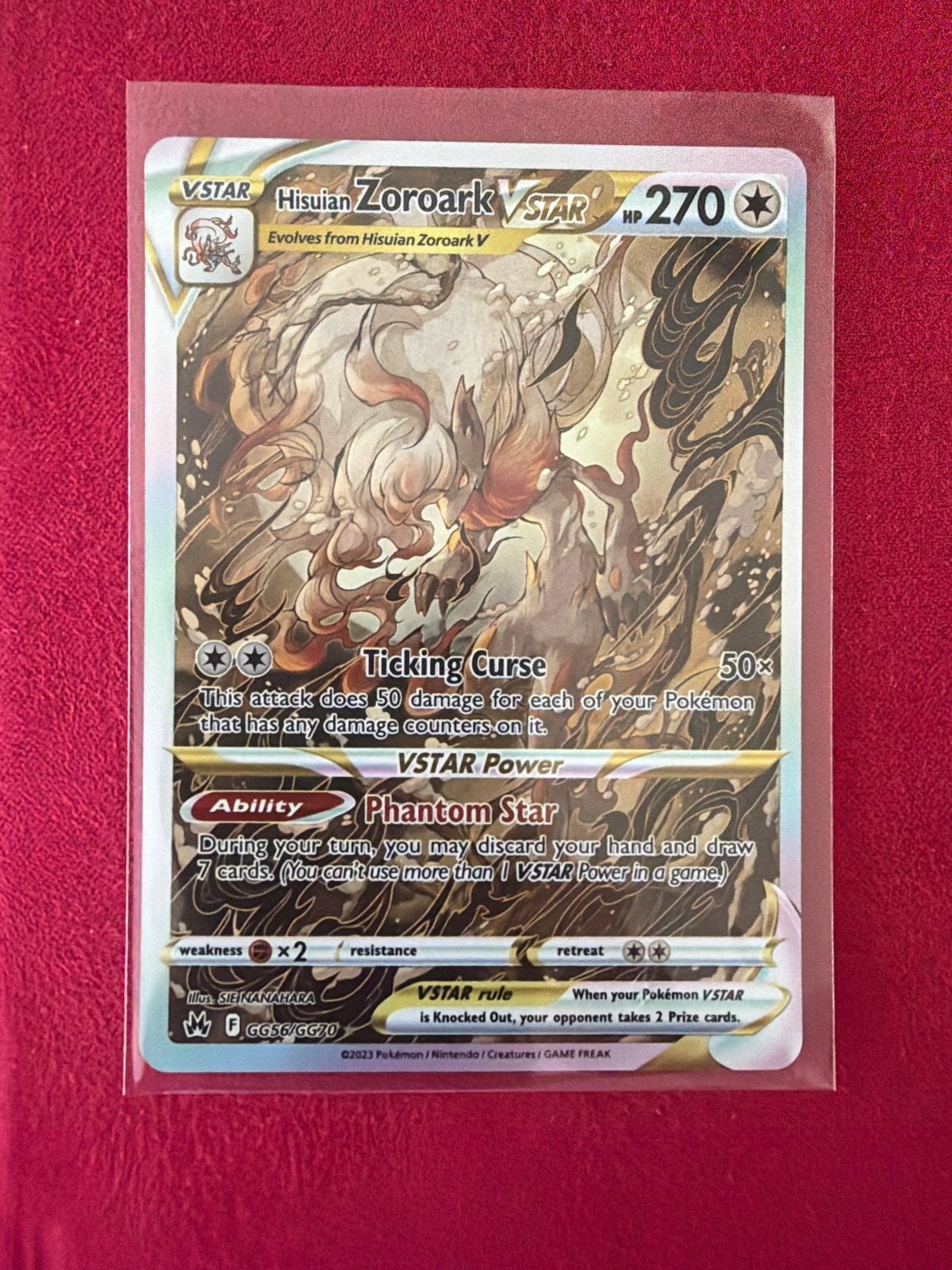 Hisuian Zoroark VSTAR Pokémon Kaart - GG67/GG70, Ophalen of Verzenden, Zo goed als nieuw, Losse kaart