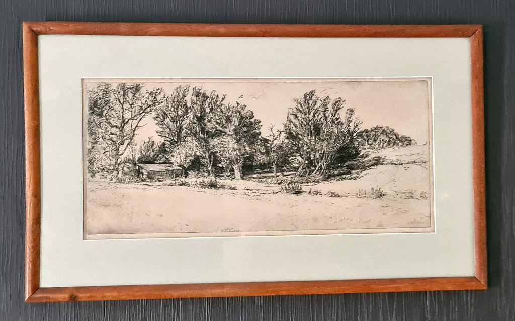 Johan Dijkstra  Groningerploeg (1896 -1978 ), Ophalen, 22 cm, Ets, Landschap