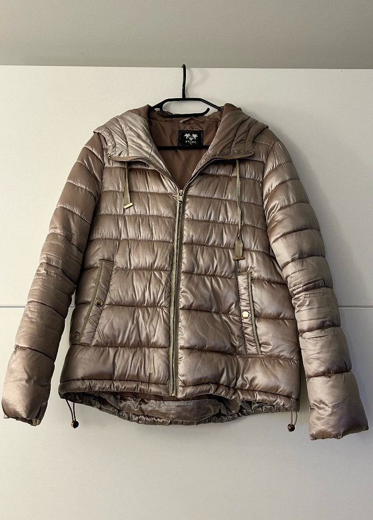 Frime beige-gouden jas met kap, Kleding | Dames, Frime, Beige, Maat 46/48 (XL) of groter, Ophalen of Verzenden