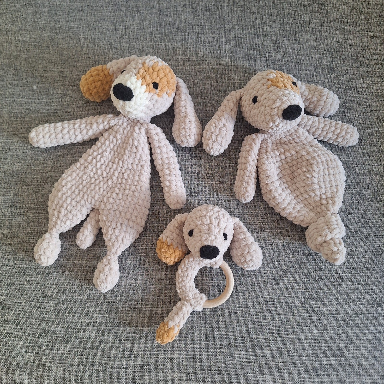 Gehaakte knuffelset - Hond, Overige merken, Zo goed als nieuw, Middelgroot (20 tot 80 cm), Beige
