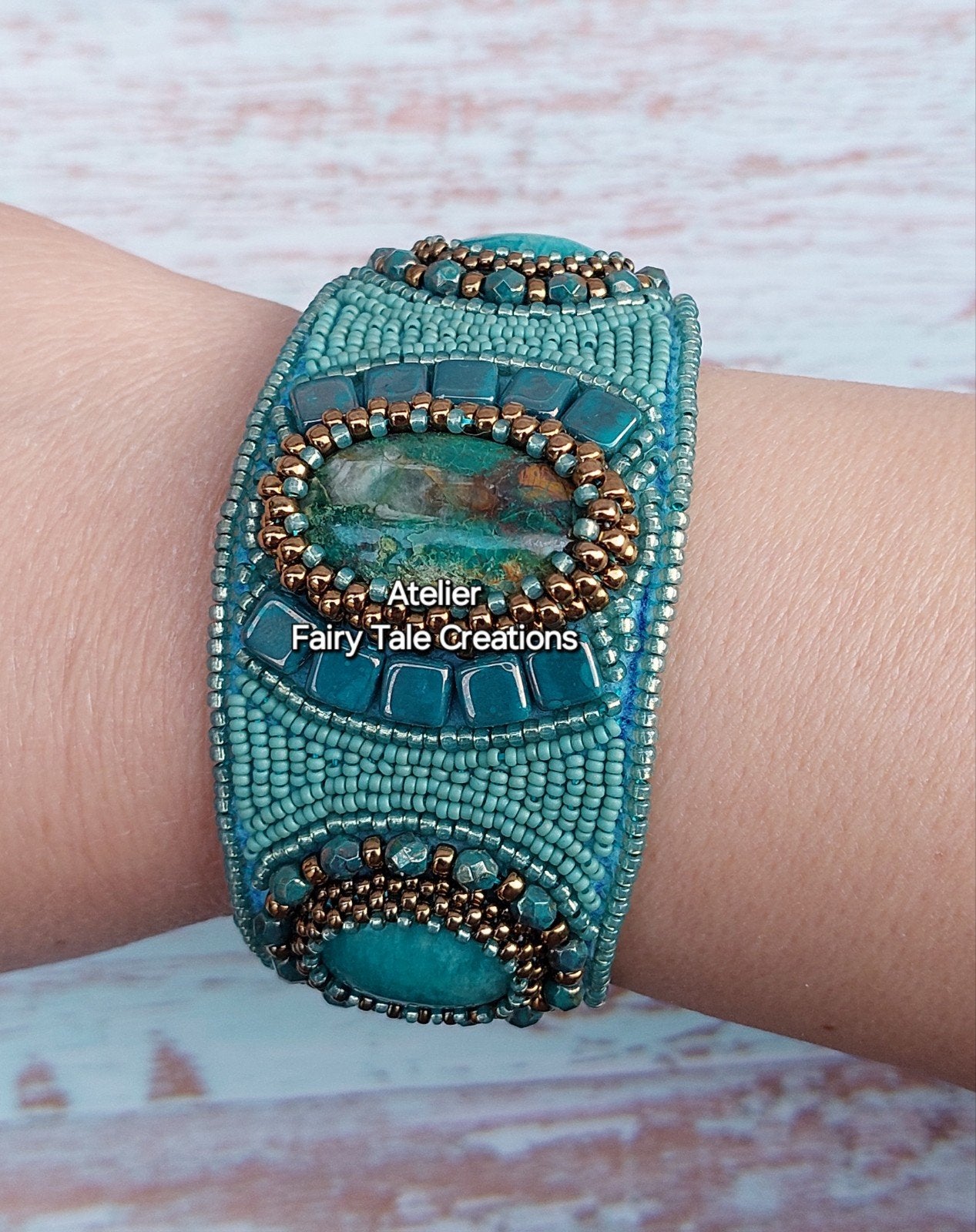 Beadembroidery edelsteen armband, Verzenden, Nieuw