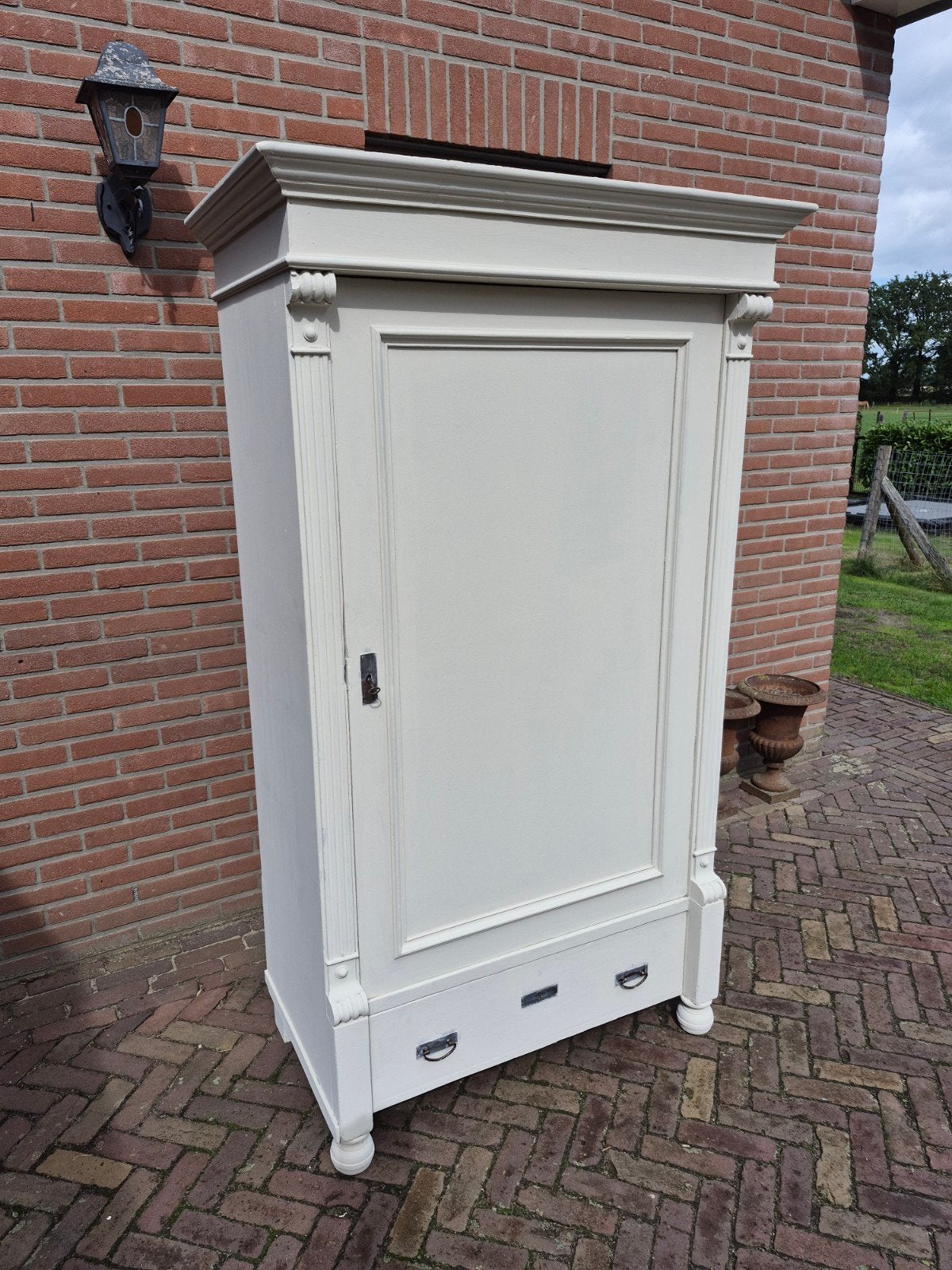 Mooie Antieke Brocante Grenen Kast met Lade en Planken, Ophalen