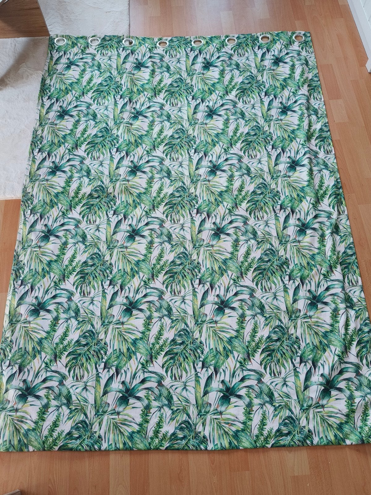 4 gordijnen 195x140 met fris plantenprintje, Ophalen, Gebruikt, 100 tot 150 cm, Plant print