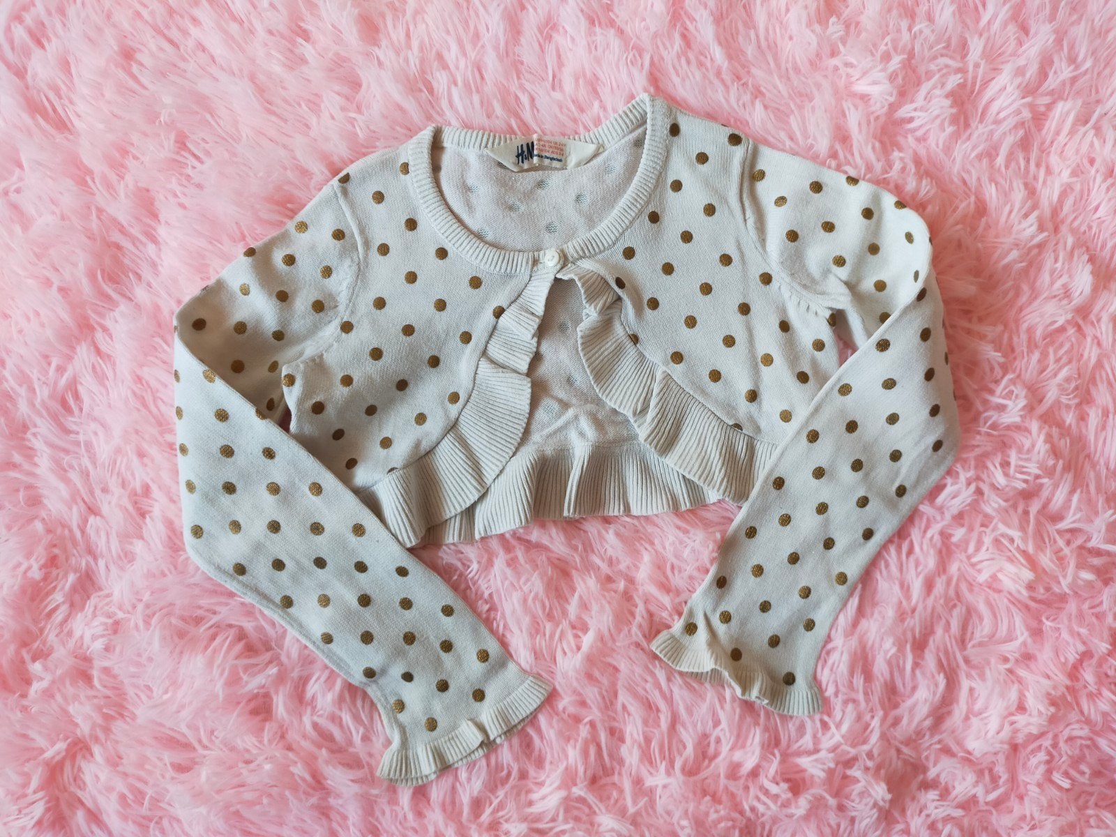 Zgan! Schattig polkadot bolero vestje van H&M. Mt 98/104, Kinderen en Baby's, Meisje, Trui of Vest, H&M, Ophalen of Verzenden