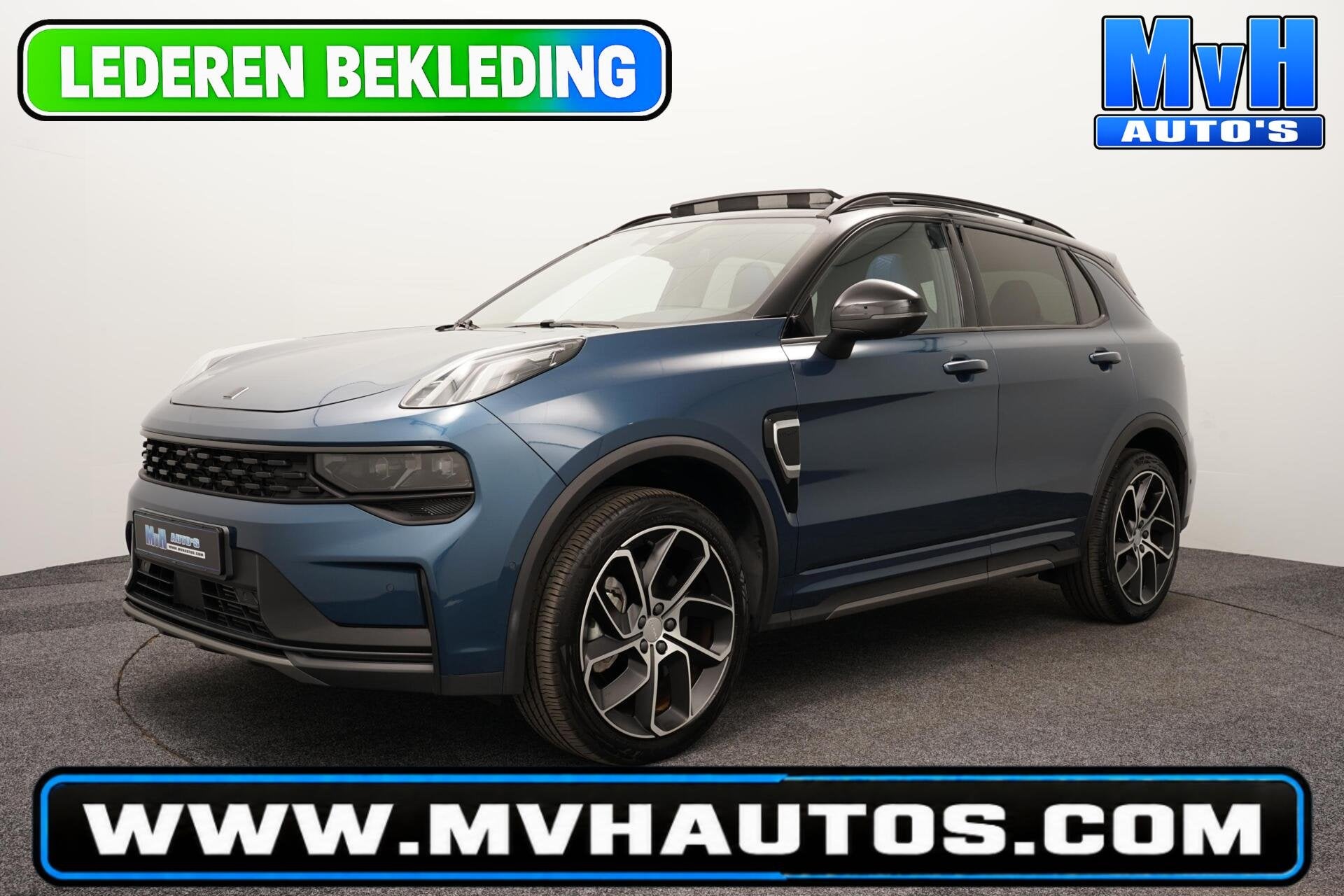 Lynk & Co 01 1.5 PHEV|FULL BLACK|LEER|360°|PANO|262PK|SOH97, Auto's, Zwart, Met garantie (alle), Blauw, Bedrijf