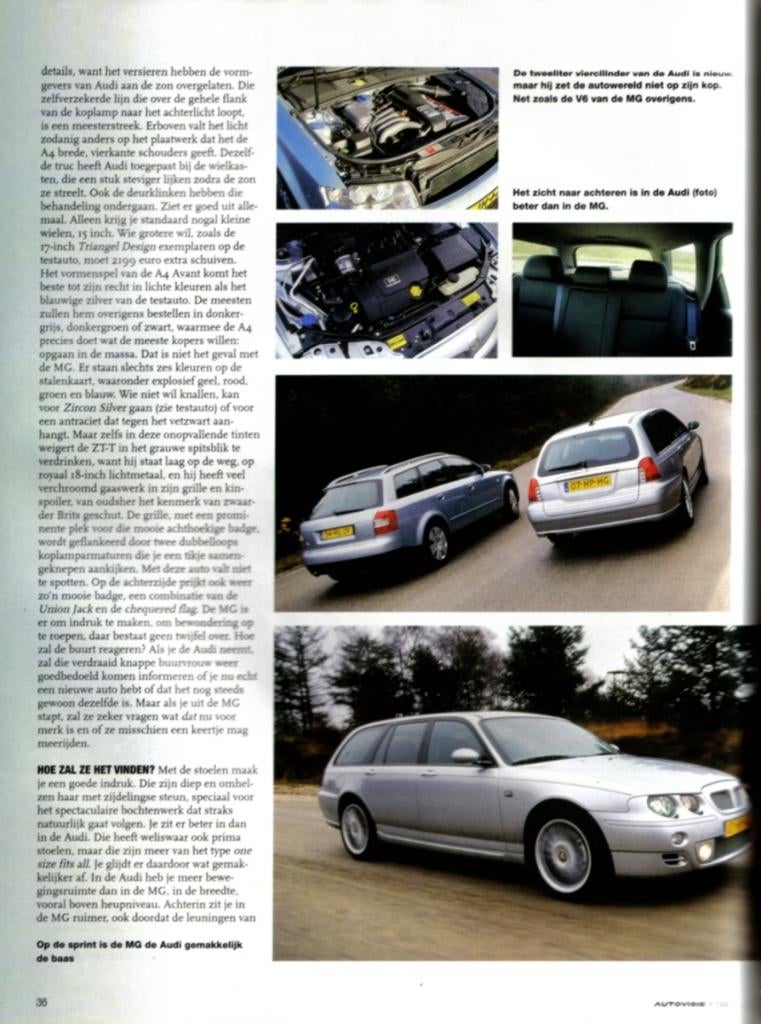 Autovisie dubbeltest Audi A4 2.0 en MG ZT-T 190, Ophalen of Verzenden, Gelezen, Overige merken