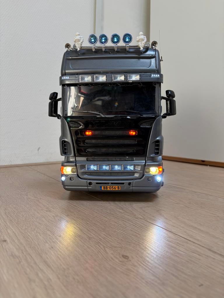 Tamiya 1/14 Scania 4x2 met beier usm rc3 voorbereiding, Gebruikt, Schaal 1:14, Auto onroad, Ophalen