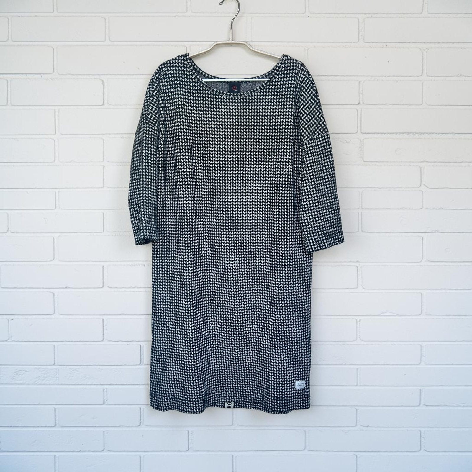 Penn & Ink Jurk Maat S Zwart Wit Houndstooth Sjiek Midi, Verzenden, Zwart, Pi, Zo goed als nieuw