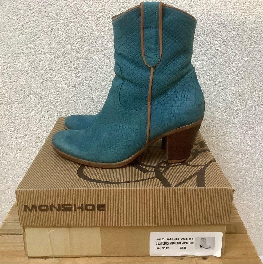 Superleuke turquoise/blauwe enkellaarsjes maat 38, Ophalen of Verzenden, Zo goed als nieuw, Blauw