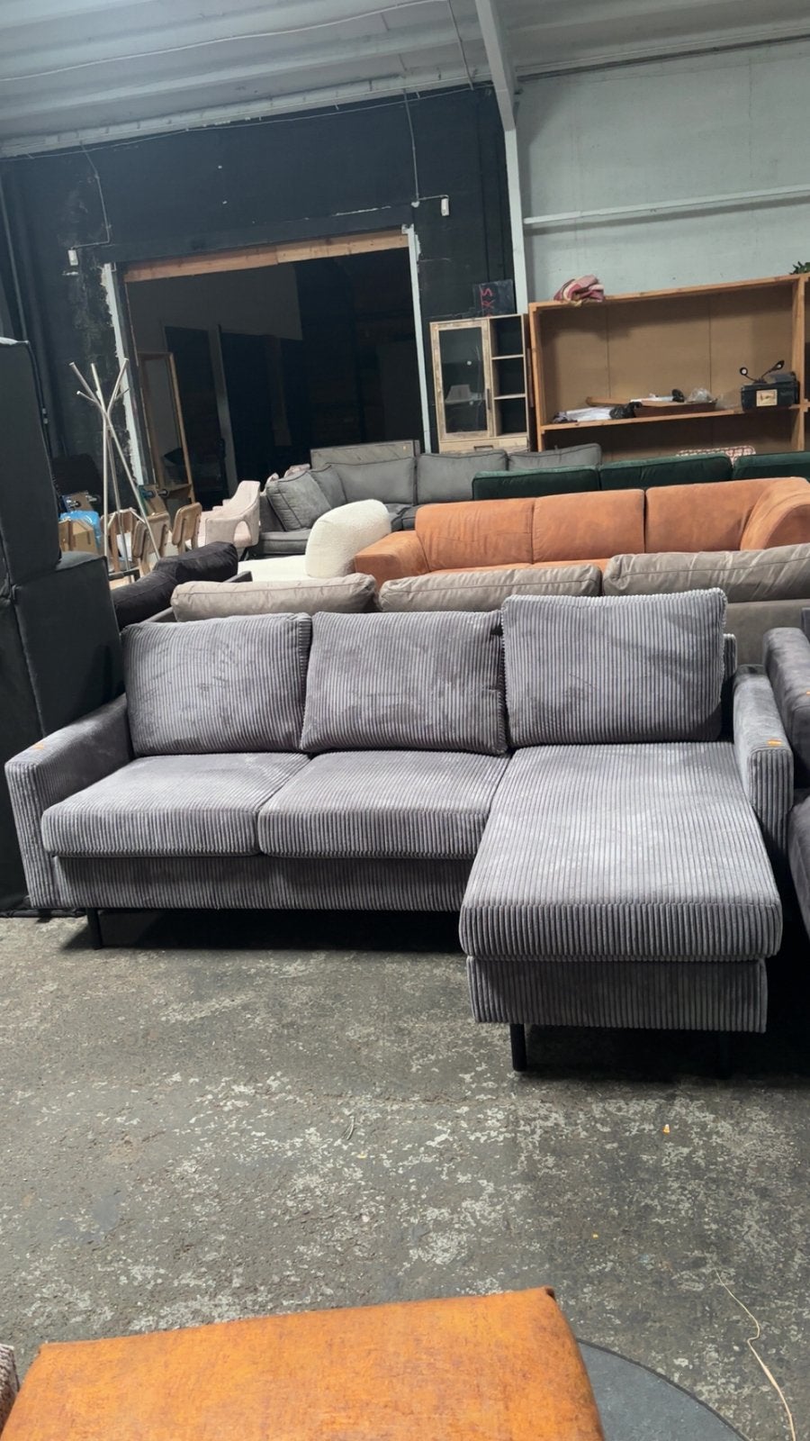 Donker Grijze nette bank B200 X L120 (met lounge), Overige materialen, Nieuw, Ophalen of Verzenden, Roxzz design