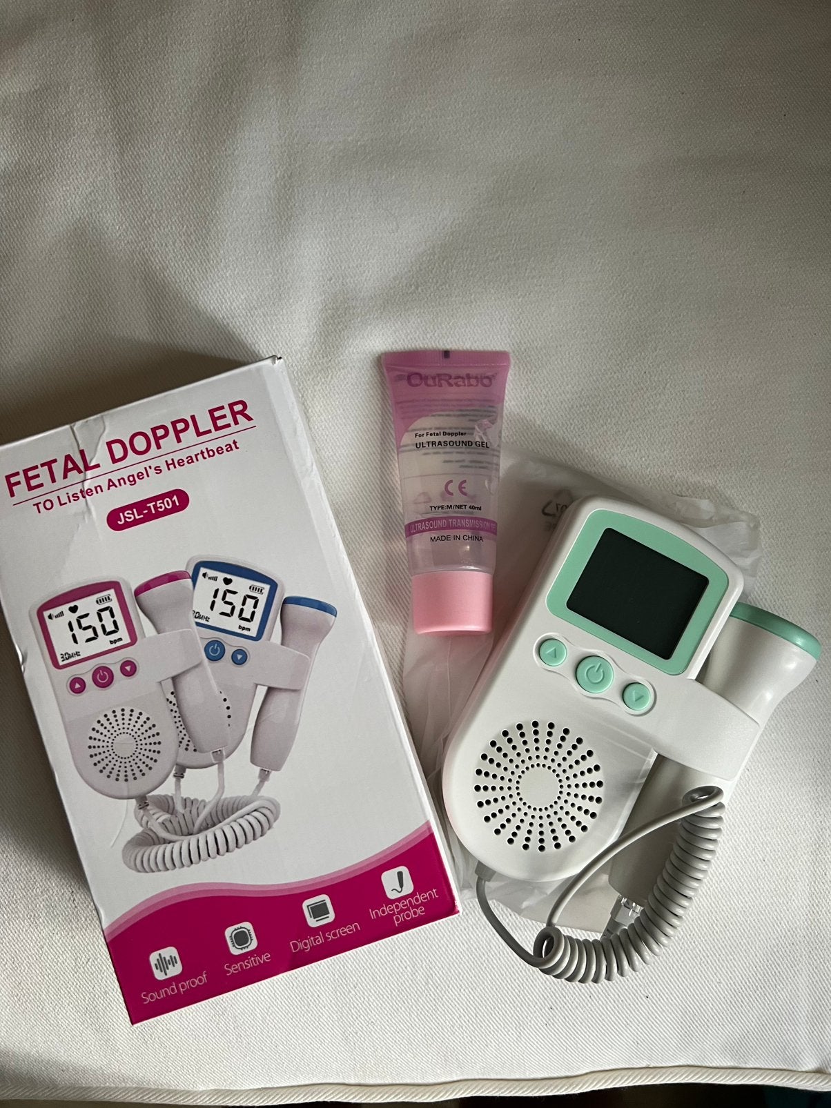 Fetal Doppler voor thuis + ultrasound gel, Ophalen of Verzenden, Zo goed als nieuw, Zwangerschap en Bevalling