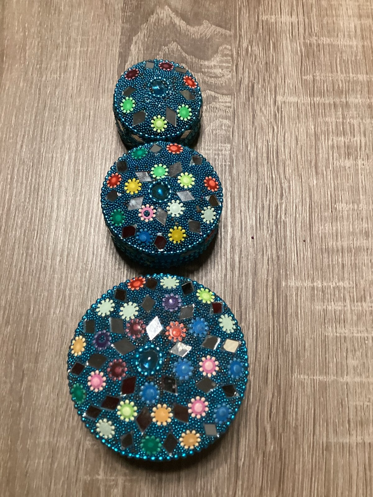Set van 3 decoratieve doosjes met mozaïek., Meerkleurig, Overige materialen, Ophalen of Verzenden, Oosters
