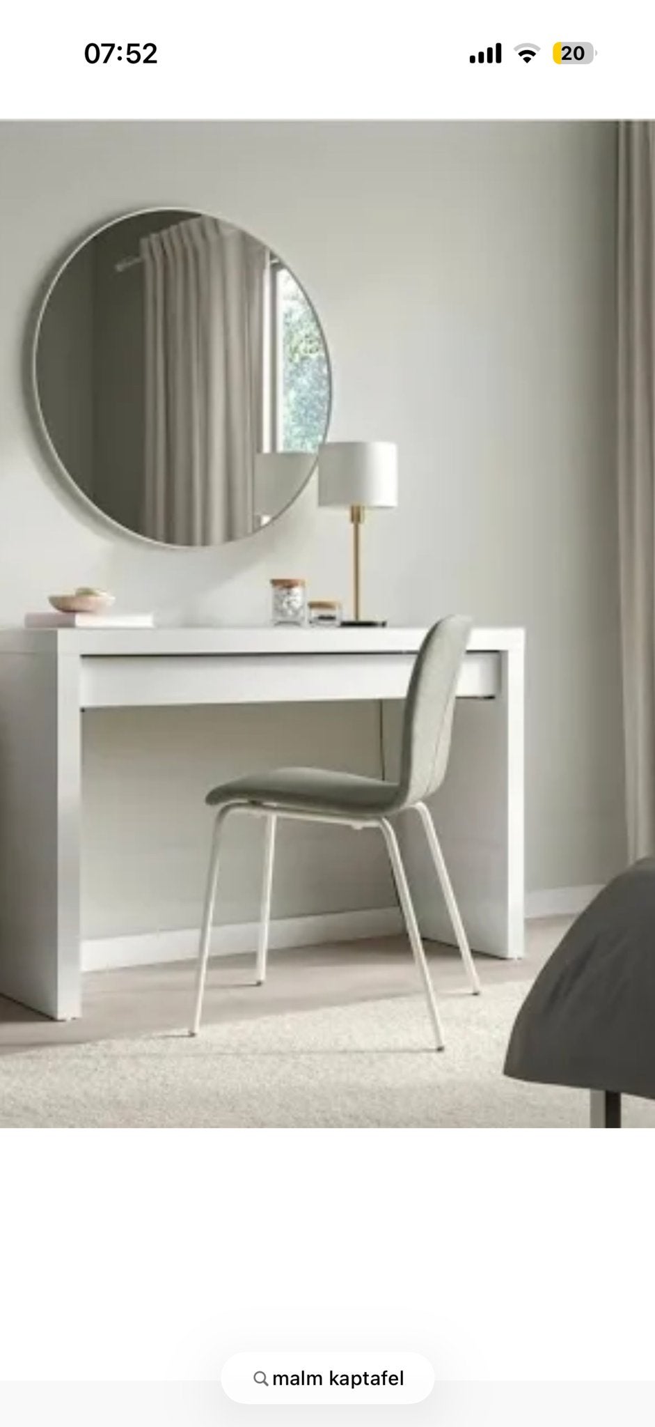 IKEA Malm kaptafel met glasplaat - Wit, Ophalen, Gebruikt, 100 tot 150 cm, Minder dan 100 cm