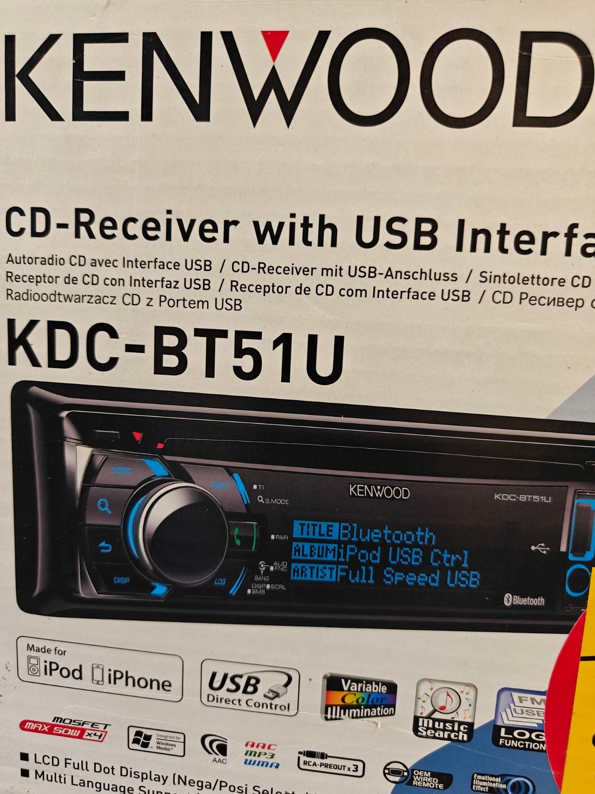Kenwood KDC-BT51U CD-Receiver met USB & Bluetooth, Ophalen of Verzenden, Zo goed als nieuw