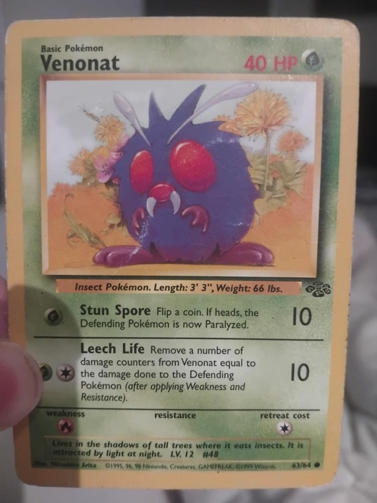 Pokémon Venonat Kaart - 40 HP - Vintage jungle 63/64, Ophalen of Verzenden, Gebruikt, Losse kaart