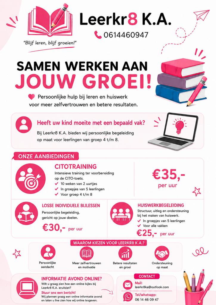 Citotraining, bijles, huiswerkbegeleiding, Diensten en Vakmensen, Bijles, Privé-les en Taalles, Privéles, Bijles