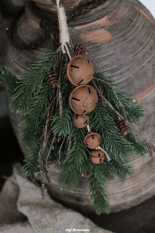 Toef met (kunst)groen en bellen, Www.jufbrocante.nl, Www.jufbrocante.nl, Nieuw, Ophalen of Verzenden