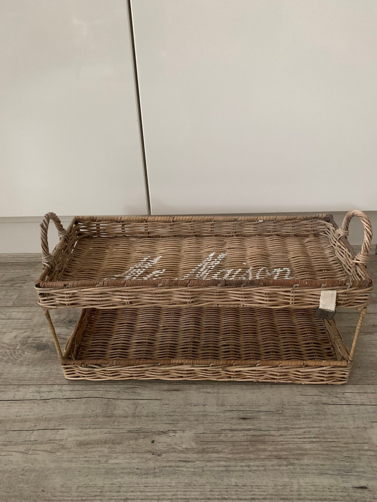 Riviera Maison rattan Ma Maison double tray/ maat L, Ophalen of Verzenden, Zo goed als nieuw