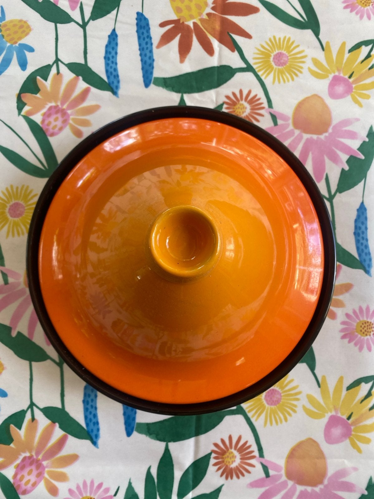 Oranje Tajine - Zo goed als nieuw - vintage stijl, Ophalen, Met deksel, Tajine, Zo goed als nieuw