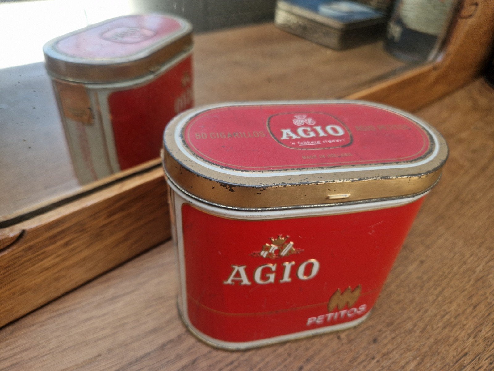 AGIO Petitos Sigarenblik Jaren 60 met origineel Accijnszegel, Verzamelen, Ophalen of Verzenden, Gebruikt, Overige, Overige merken