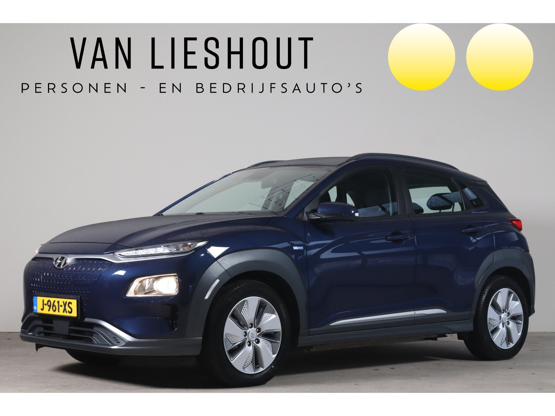 Hyundai KONA EV Comfort 64 kWh - NL Auto! Adap Cruise I Came, Stof, Gebruikt, Blauw, Origineel Nederlands