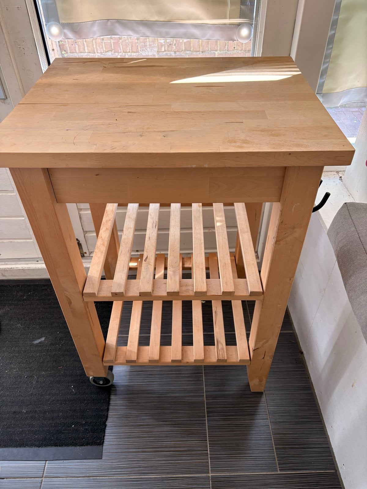 Houten ikea keukentrolley met wieltjes en planken, Ophalen, Gebruikt, Hout, Keukentrolley