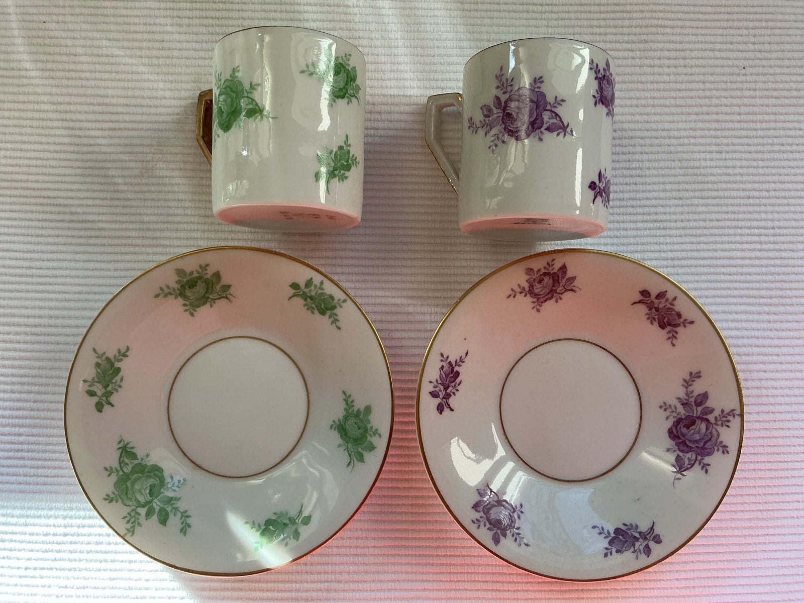 Antiek 2 vintage espresso kopjes met schotels, Antiek en Kunst, Ophalen of Verzenden