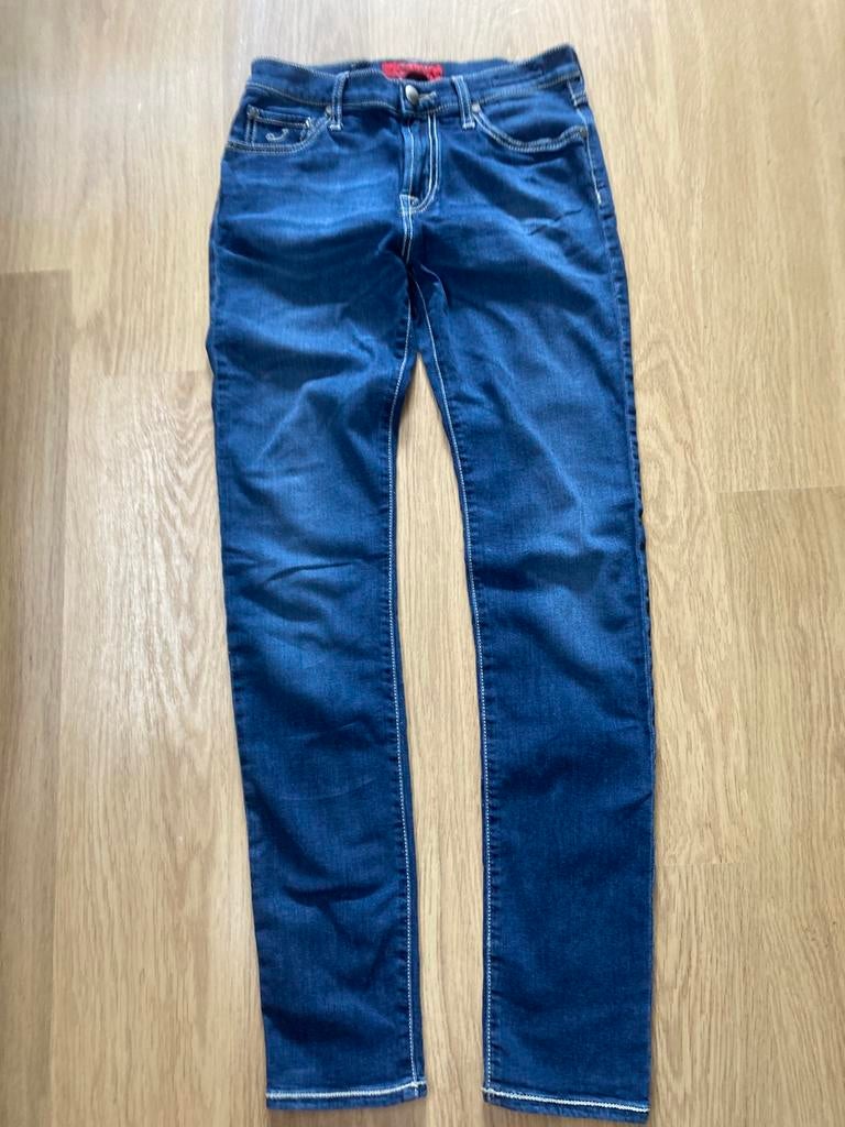 Jacob Cöhen Style 710 slim Jeans - 28 - Navy - grey patch, Blauw, Zo goed als nieuw, W28 - W29 (confectie 36), Jacob cohen